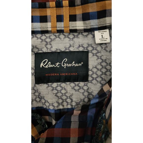 Robert Graham Modern Americana Long Sleeve Button-up Dress Shirt Size L Plaid - Picture 3 of 6